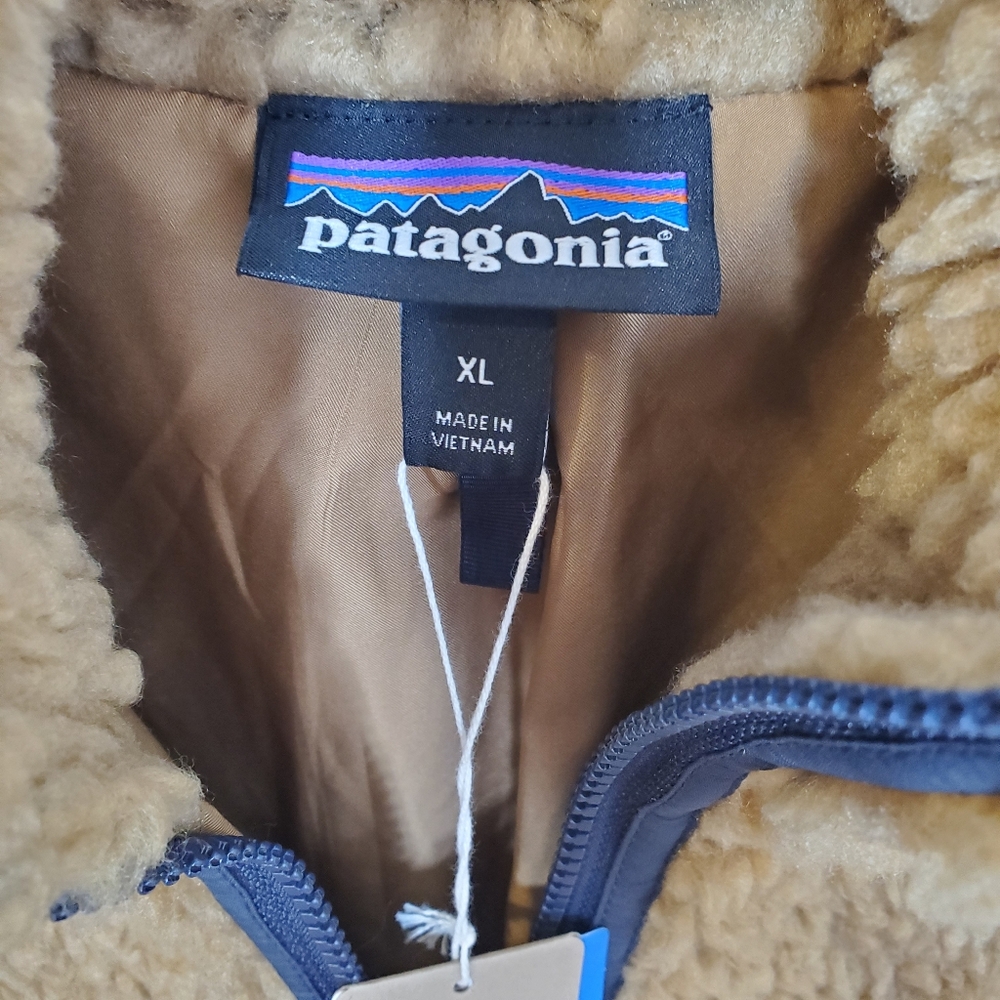 Patagonia retro X womens teddy winter coat khaki navy blue XL new - Picture 5 of 9